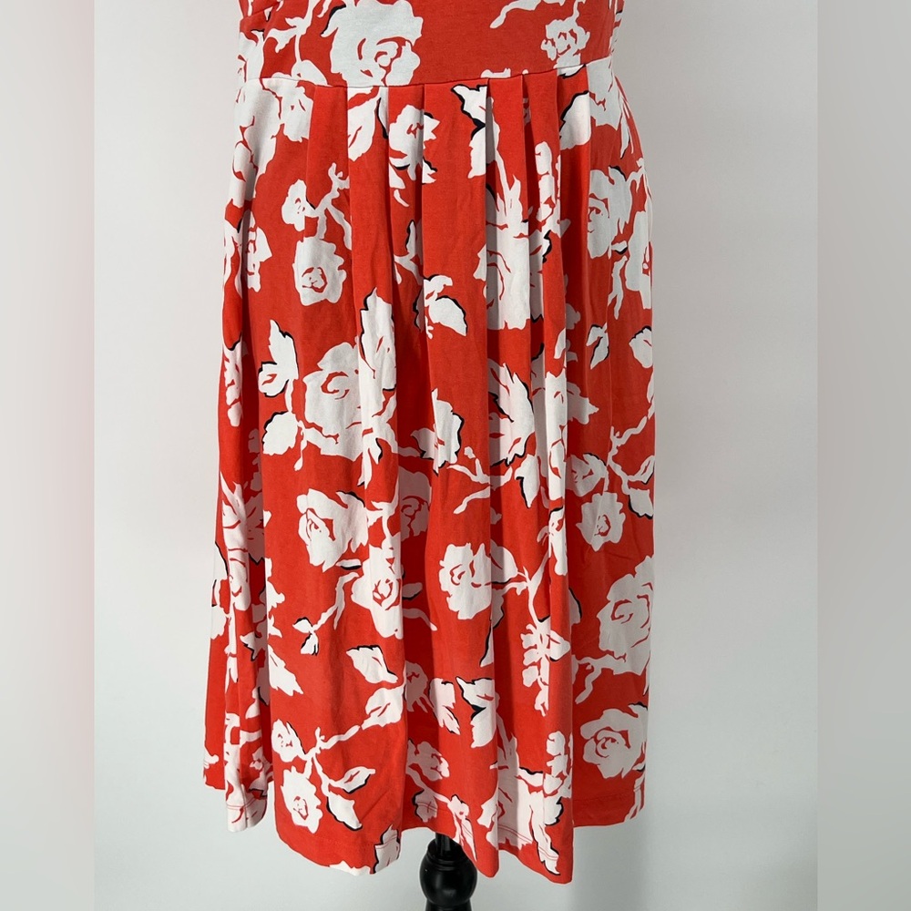 LANDS’ END NWOT ORANGE & WHITE ROSES SOFT COTTON BLEND SLIPON DRESS QUALITY MADE - Picture 3 of 8